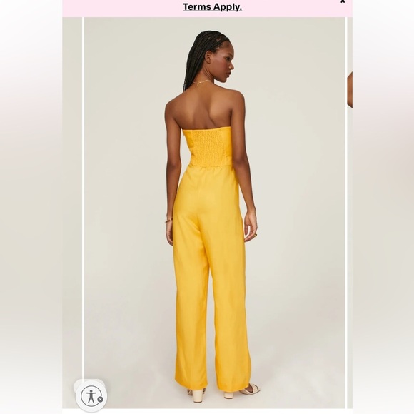 Derek Lam collective yellow strapless wide leg jumpsuit stretchy fabric size 48 - Picture 3 of 10